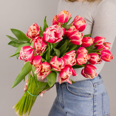 Букет из 15 пионовидных тюльпанов Колумбус 46325 Букет из 15 пионовидных тюльпанов Колумбус 46325