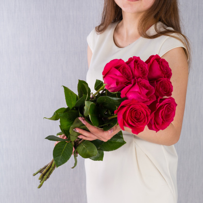 Букет из 7 розовых роз с крупным бутоном 60 см, 36400 Букет из 7 розовых роз с крупным бутоном 60 см, 36400