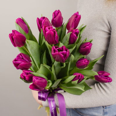 Букет из 15 малиновых тюльпанов 28774 Букет из 15 малиновых тюльпанов 28774