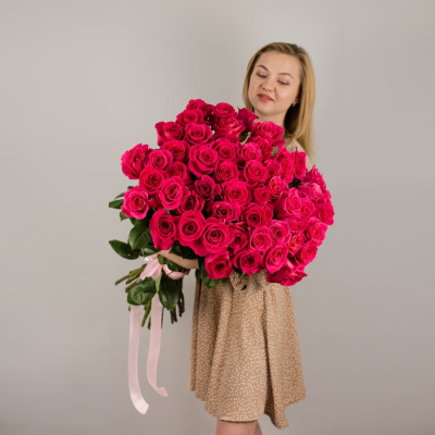 Букет из 51 Розовой розы Эквадор 60см 7299 Букет из 51 Розовой розы Эквадор 60см 7299