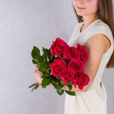 Букет из 7 розовых роз с крупным бутоном 60 см, 36400 Букет из 7 розовых роз с крупным бутоном 60 см, 36400