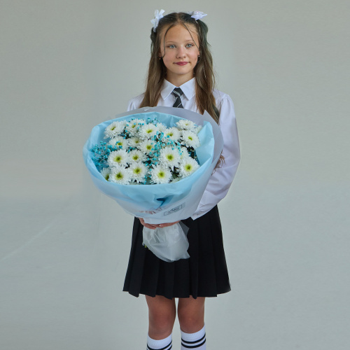 Букет с хризантемой и гипсофилой РОЗОВЫЙ арт. 84572-Р