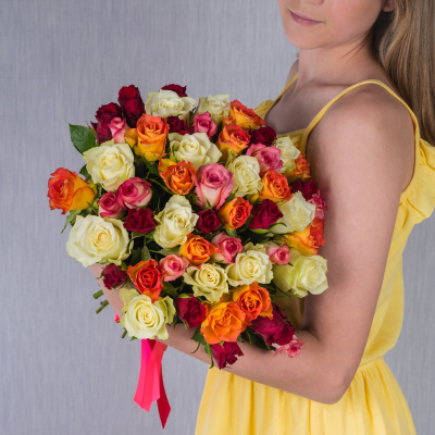 Букет из 51 Розы Кения Микс 7312 Букет из 51 Розы Кения Микс 7312