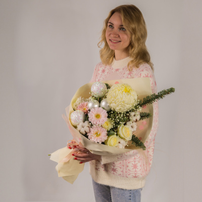 Букет Снежная королева с одноголовой хризантемой N 72276