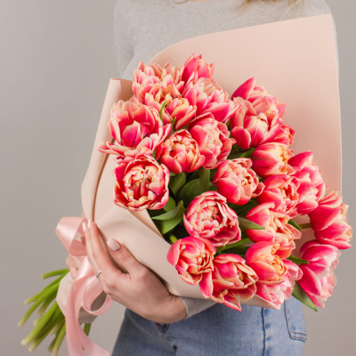 Букет из 25 пионовидных тюльпанов колумбус 46327 Букет из 25 пионовидных тюльпанов колумбус 46327