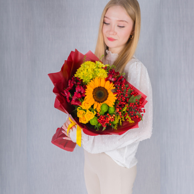 Осенний букет с подсолнухом. N 37965 Осенний букет с подсолнухом. N 37965