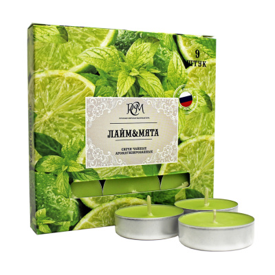 Свечи чайные ЛАЙМ и МЯТА 9 штук