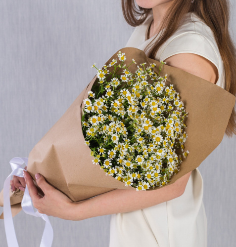 Букет из ромашек танацетумов в крафте арт. 36302