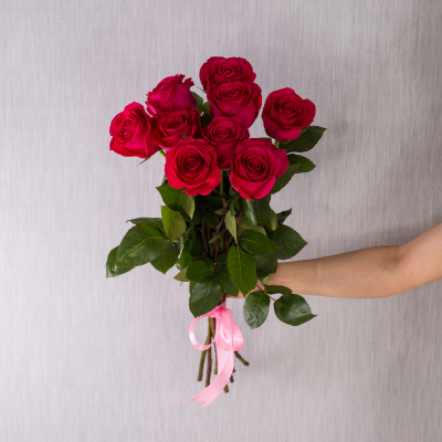 Букет из 9 розовых роз с крупным бутоном 60 см, 36399 Букет из 9 розовых роз с крупным бутоном 60 см, 36399