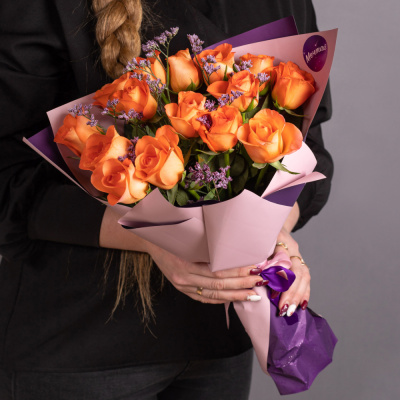 Букет из Кенийских оранжевых роз 15 шт. N 28447-Ор Букет из Кенийских оранжевых роз 15 шт. N 28447-Ор
