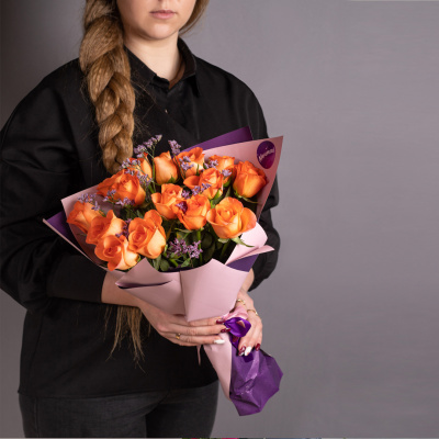 Букет из Кенийских оранжевых роз 15 шт. N 28447-Ор Букет из Кенийских оранжевых роз 15 шт. N 28447-Ор
