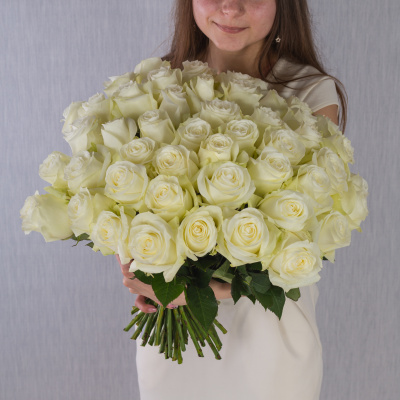 Букет из 51 белой Розы 40 см 7308-Бел Букет из 51 белой Розы 40 см 7308-Бел